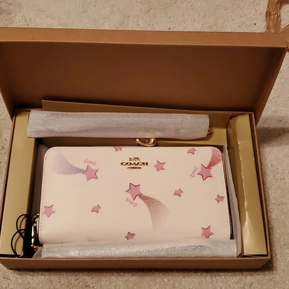Coach Boxed Long Zip Around Wallet with Disco Star Print C7351 NWT - Picture 3 of 5